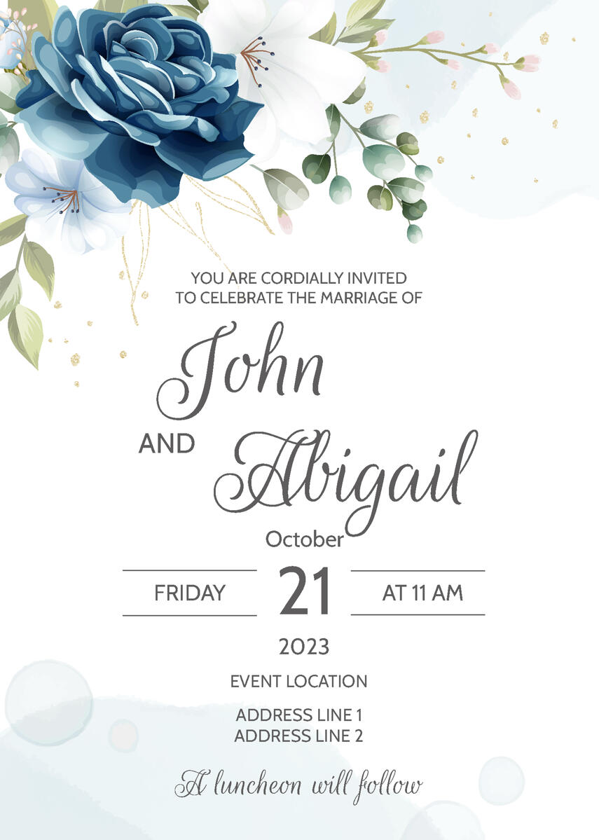 Blue Rose Wedding Invite Generic Blue Rose Wedding Invite Generic